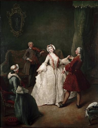 POSTERIIk Berühmt Leinwand Ölgemälde Poster Kunstwerke die Tanzstunde von Pietro Longhi Druckgrafik für Wohnzimmerdekoration 60x90cm von POSTERIIk