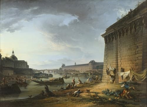 POSTERIIk Berühmt Moderne Leinwanddrucke Straße Graffiti Bilder Ansicht von Paris vom Damm unter dem Pont Neuf durch berühmten Künstler Drucken Ölgemälde für Office Home Decor 60x90cm von POSTERIIk
