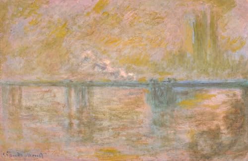 POSTERIIk Berühmt klassischer Kunstdruck Druck Leinwand Charing cross bridge in london von claude monet Abstraktes Foto Bild für Wohnzimmerdekoration 60x90cm von POSTERIIk