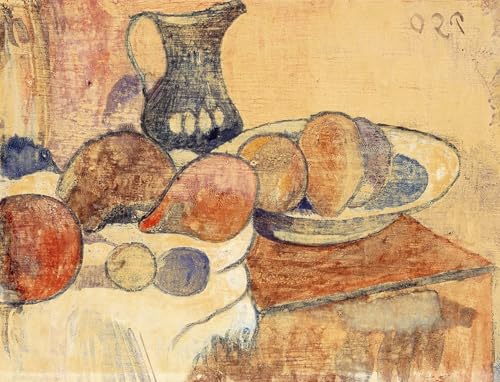 POSTERIIk Vintage Abstrakt auf Leinwand Vintage Wandbild Stillleben mit krug und obst Stillleben mit krug und obst von paul gauguin Tier Poster für Wanddekoration 60x90cm von POSTERIIk