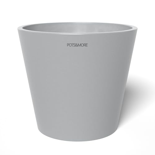 POTS&MORE Pflanztopf Conico 14 (ø 14 cm, elegantes Design, Farbe Hellgrau, Höhe 12 cm, Übertopf Kunststoff, für Zimmerpflanzen) VP011402 von POTS&MORE
