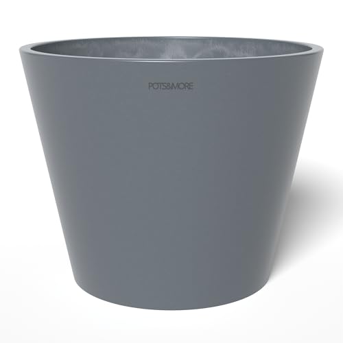 POTS&MORE Pflanztopf Conico 17 (ø 17 cm, elegantes Design, Farbe Grau, Höhe 13,5 cm, Übertopf Kunststoff, für Zimmerpflanzen) VP011701 von POTS&MORE