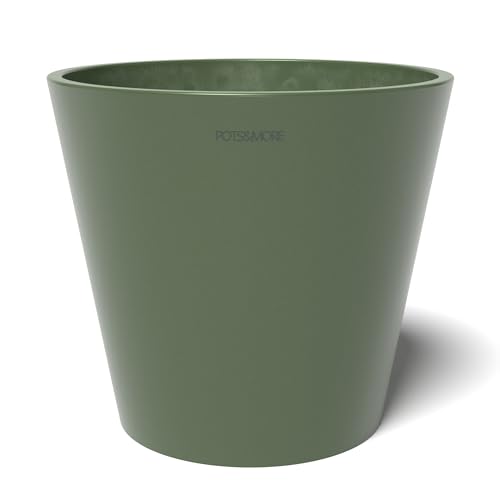 POTS&MORE Pflanztopf Conico 20 (ø 20 cm, runde Form, Farbe Olivgrün, Höhe 18 cm, Übertopf Kunststoff, für Zimmerpflanzen) VP012004 von POTS&MORE