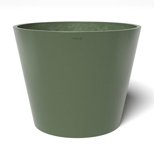 POTS&MORE Pflanztopf Conico 50 (ø 50 cm, runde Form, Farbe Olivgrün, Höhe 40,5 cm, Übertopf Kunststoff, für Zimmerpflanzen) VP015004 von POTS&MORE