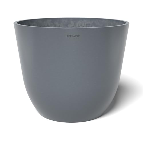 POTS&MORE Pflanztopf Novo 40 (ø 41 cm, rundes Design, Farbe Grau, Höhe 33,5 cm, Übertopf Kunststoff, für Zimmerpflanzen) VP044001 von POTS&MORE