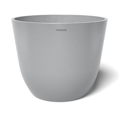 POTS&MORE Pflanztopf Novo 40 (ø 41 cm, rundes Design, Farbe Hellgrau, Höhe 33,5 cm, Übertopf Kunststoff, für Zimmerpflanzen) VP044002 von POTS&MORE