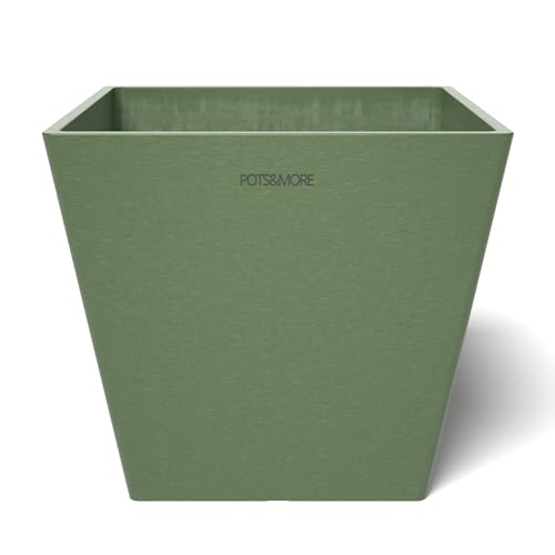 POTS&MORE Pflanztopf Prismo 20 (20 cm, quadratische Form, Farbe Olivgrün, Höhe 18 cm, Übertopf Kunststoff, für Zimmerpflanzen) VP022004 von POTS&MORE