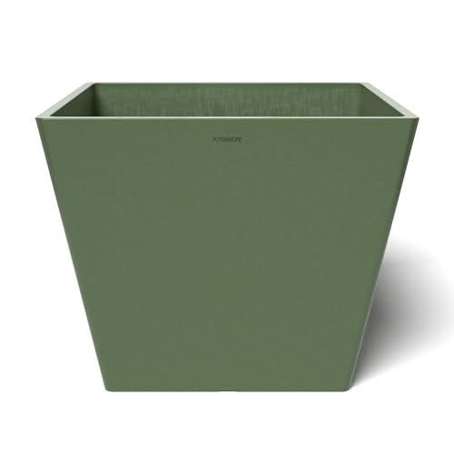 POTS&MORE Pflanztopf Prismo 40 (40,8 cm, quadratische Form, Farbe Olivgrün, Höhe 33,2 cm, Übertopf Kunststoff, für Zimmerpflanzen) VP024004 von POTS&MORE