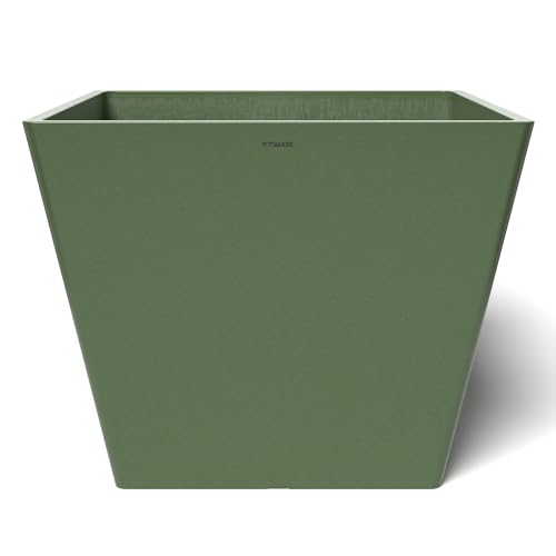 POTS&MORE Pflanztopf Prismo 50 (50 cm, quadratische Form, Farbe Olivgrün, Höhe 40,5 cm, Übertopf Kunststoff, für Zimmerpflanzen) VP025004 von POTS&MORE