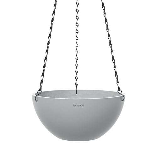 POTS&MORE Pflanztopf UMO bowl hanging 30 (ø 30 cm, elegantes Design, Farbe Hellgrau, Höhe 13,9 cm, Übertopf Kunststoff, für Zimmerpflanzen) VP333002 von POTS&MORE