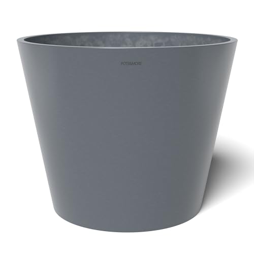 POTS&MORE Pflanztopf Umo 40 (ø 40 cm, elegantes Design, Farbe Grau, Höhe 28 cm, Übertopf Kunststoff, für Zimmerpflanzen) VP034001 von POTS&MORE