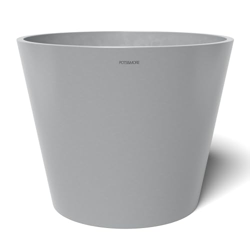 POTS&MORE Pflanztopf Umo 40 (ø 40 cm, elegantes Design, Farbe Hellgrau, Höhe 28 cm, Übertopf Kunststoff, für Zimmerpflanzen) VP034002 von POTS&MORE