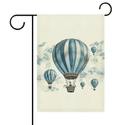 Blaue Heißluftballon-Gartenflagge, doppelseitig, 30,5 x 45,7 cm, vertikale Leinen-Hofflagge, langlebige Hausflaggen für den Außenbereich, dekorative Feiertagsfeiern Blaue Heißluftballon-Gartenflagge, doppelseitig, 30,5 x 45,7 cm, vertikale Leinen-Hofflagge, langlebige Hausflaggen für den Außenbereich, dekorative Feiertagsfeiern von POTSCBVW