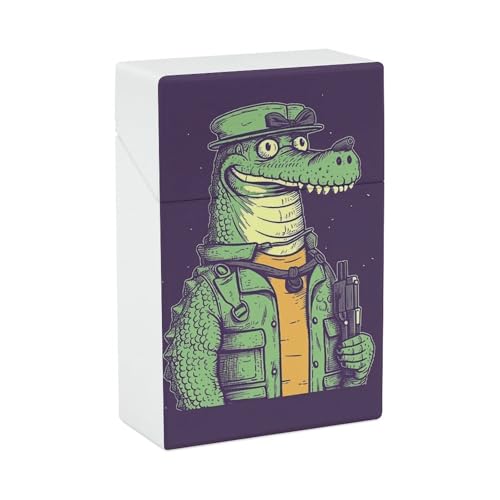 Krokodil Holding Gun Zigarettenetui Premium Wasserdichte Zigarettenbox Harte Zigarren Schutzhülle Box Tragbare Zigarettenhalter Kompaktes und leichtes Design für Reisen Outdoor von POTSCBVW