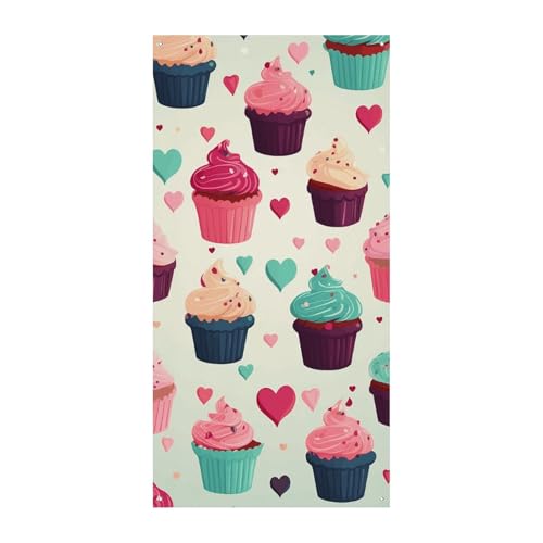POTSCBVW Cupcake Candy Hearts Sweet Door Cover for Front Door Cover 70 X 35 Inch Polyester Banner Decorations Welcome Veranda Sign Hanging Banner Sign for Parties, Home Decor, Festive Celebrations POTSCBVW Cupcake Candy Hearts Sweet Door Cover for Front Door Cover 70 X 35 Inch Polyester Banner Decorations Welcome Veranda Sign Hanging Banner Sign for Parties, Home Decor, Festive Celebrations von POTSCBVW