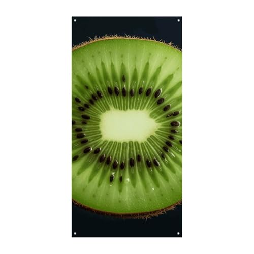 POTSCBVW Kiwi Slice Türabdeckung für Haustür, 70 x 35 Zoll Polyester Banner Dekorationen Willkommen Veranda Schild Hängendes Banner Schild für Partys, Heimdekoration, festliche Feiern von POTSCBVW
