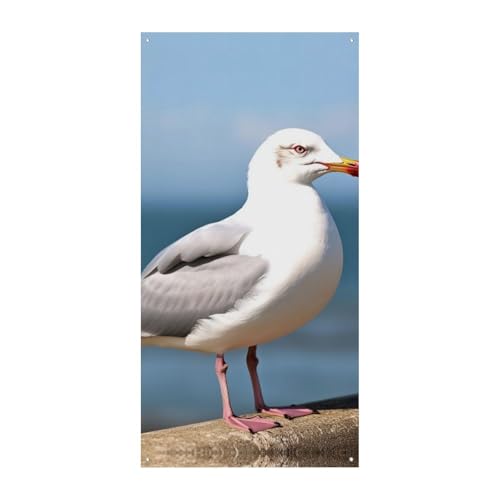 POTSCBVW Niedliche Möwen-Türabdeckung für Haustür, 70 x 35 Zoll Polyester Banner Dekorationen Willkommen Veranda Schild Hängendes Banner Schild für Partys, Heimdekoration, festliche Feiern von POTSCBVW