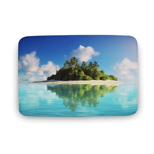 Schöne Insel im Meer – rutschfeste und saugfähige Bodenmatte – Schmutzabweisender Badezimmerteppich – langlebiger und waschbarer Kücheneingangsteppich für Heimdekoration, 50 x 80 cm von POTSCBVW