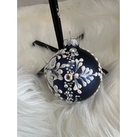 Tiefblaues Glas Ornament, Große Und Kleine Strass Ornamente, Schlamm Hand Ornament 3 "Groß Tiefblaues Glas Ornament, Große Und Kleine Strass Ornamente, Schlamm Hand Ornament 3 "Groß von POTTEDLADY2001