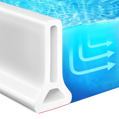 78 Zoll Duschschwellen-Wasserdammbarriere, 5/6,5/10 cm hoher Duschdamm-Wasserstopper for rahmenlose Duschtürunterseite (Grau, Höhe: 100 mm)(White,Height: 65mm) von POTUBI