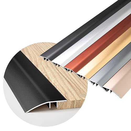 Aluminium-Bodenübergangsschwellenleiste, Bodenübergangsleiste for Küche und Bad, Aluminium-Türschwellenleiste, einfach zu installierende Türkantenleiste/Grau/L 110 cm (Gold, L 140 cm)(Black,L 90Cm) von POTUBI
