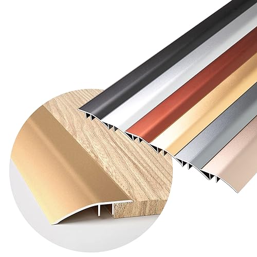 Aluminium-Bodenübergangsschwellenleiste, Bodenübergangsleiste for Küche und Bad, Aluminium-Türschwellenleiste, einfach zu installierende Türkantenleiste/Grau/L 110 cm (Gold, L 140 cm)(Gold,L 135Cm) von POTUBI