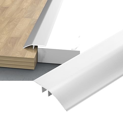 Aluminium-Bodenübergangsschwellenleiste, Schwellenübergangsleiste, Bodenleiste (Grau, B 4,3 x L 140 cm)(Silver,W4.3*L105Cm) von POTUBI