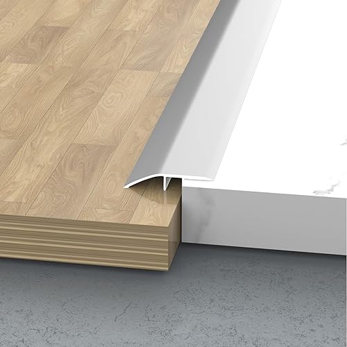 Aluminium-Bodenübergangsschwellenleiste, Türschwellenrampe, Aluminium-Bodenübergangsleiste/Grau/B4,3 * L100 cm (Grau, B4, cm)(Silver,W4.3*L115Cm) von POTUBI