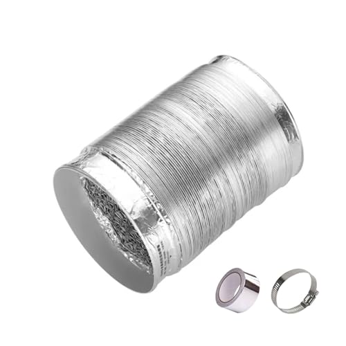 Flexibler Aluminiumkanal, Aluminiumkanalschlauch for Abluft und Belüftung mit Klemme und Klebeband, Silber, mehrere Größen (3 m, 100 mm) von POTUBI