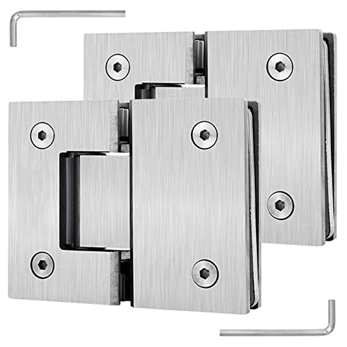 Glasklemmclip, 2er-Pack Glastürscharniere aus Edelstahl 304, gebürstetes Silber 180° 8-12 mm Glasklemmclip, 2er-Pack Glastürscharniere aus Edelstahl 304, gebürstetes Silber 180° 8-12 mm von POTUBI