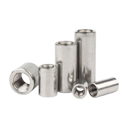 Lange runde Kupplungsmutter, Edelstahl-Kupplungsmuttern M3 bis M16, mehrere Größen, mehrere Mengen (M8 x 10 x 8 mm, 10 Stück)(M4x 8x15mm 5pcs) von POTUBI