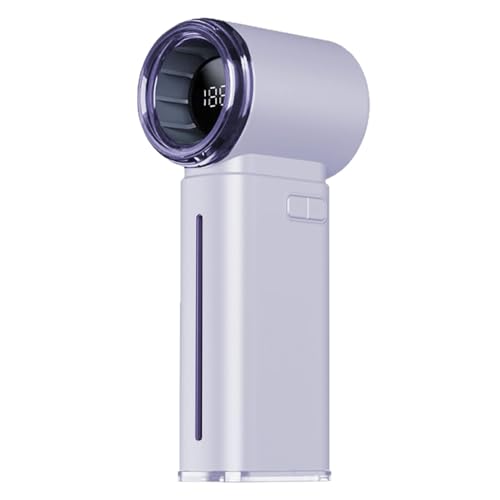 POTUBI Handventilator mit hoher Geschwindigkeit, einstellbarer kleiner wiederaufladbarer Turbo-Handventilator – Hochgeschwindigkeits-Kühlgerät mit digitaler Anzeige, Sprühnebel for unterwegs(Purple) von POTUBI