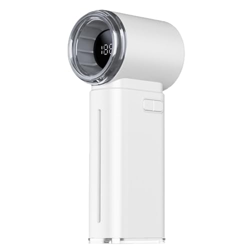 POTUBI Handventilator mit hoher Geschwindigkeit, einstellbarer kleiner wiederaufladbarer Turbo-Handventilator – Hochgeschwindigkeits-Kühlgerät mit digitaler Anzeige, Sprühnebel for unterwegs(White) von POTUBI