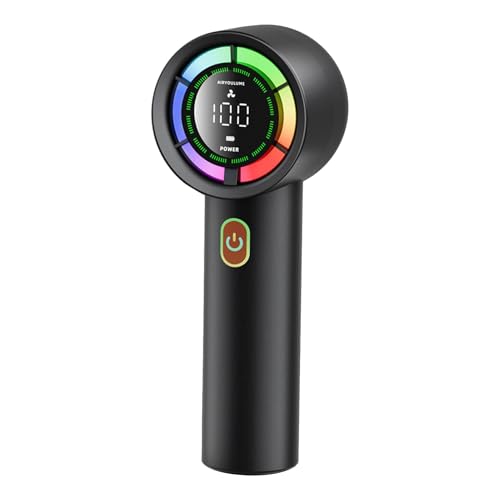 POTUBI Reise-Turbo-Ventilator, verstellbarer Turbo-Ventilator mit LED-Anzeige, wiederaufladbarer Handventilator, kleines Luftgebläse for Zuhause, Studio und Outdoor(Black) von POTUBI