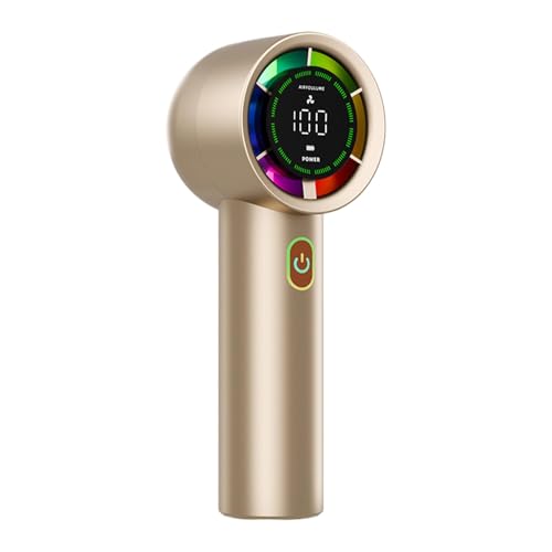 POTUBI Reise-Turbo-Ventilator, verstellbarer Turbo-Ventilator mit LED-Anzeige, wiederaufladbarer Handventilator, kleines Luftgebläse for Zuhause, Studio und Outdoor(Gold) von POTUBI