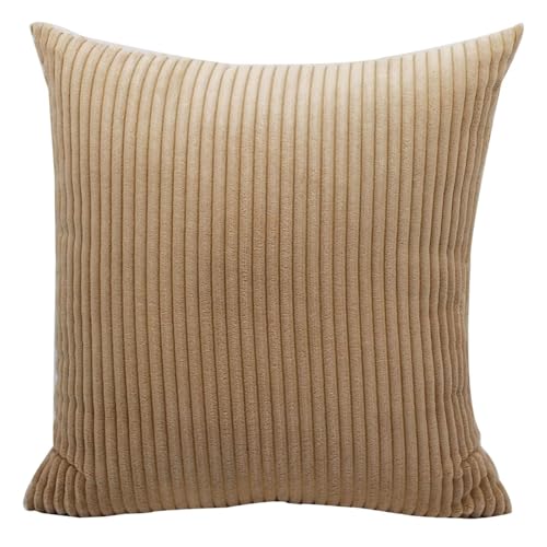 POTUBI Schonbezug, Sofakissenbezüge, Sofakissenbezüge, gestreifter Cord-Kissenbezug, einfarbig, 40/45/50/55/60/65/70 cm, dekorativ for Zuhause (rot, 45 x 45 cm)(Color 6,35X35CM) von POTUBI