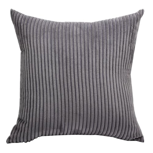 POTUBI Schonbezug, Sofakissenbezüge, Sofakissenbezüge, gestreifter Cord-Kissenbezug, einfarbig, 40/45/50/55/60/65/70 cm, dekorativ for Zuhause (rot, 45 x 45 cm)(Dark Grey,65X65CM) von POTUBI
