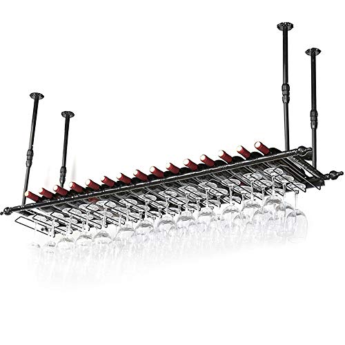 POTUBI Weinhalter, Europäisches hängendes Weinglasregal, kopfüber, Tisch-Kelch-Weinhalter, Rot, 150 x 30 cm(Black,80x30cm) von POTUBI