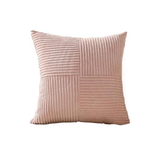 Schonbezug, Sofakissenbezüge, Sofakissenbezüge, gestreifte quadratische Kissenbezüge aus Cord, 45 x 45 cm, weiche Spleiß-Kissenbezüge for Couch, Bett, Stuhl, Heimdekoration (rot, 40 x 40 cm, 1 Stück)( von POTUBI