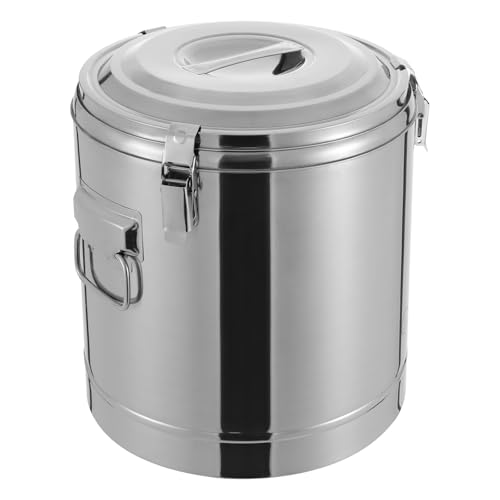 POTYYH 30L Transport Thermobehälter, Profi Edelstahl Thermotransportbehälter Gastro Warmhaltebehälter mit Tragegriffen, Deckel, Gummiring, Spannverschluss von POTYYH