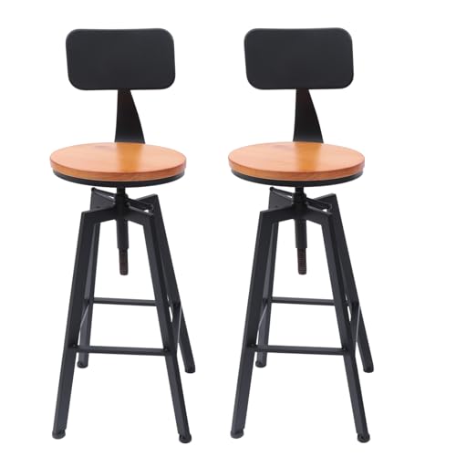 POTYYH Barhocker 2er-Set, Barstühle mit Rückenlehne, Küchenstühle bis 100kg, Höhenverstellbar 64-84 cm, Barstuhl für Geschäfte, Restaurants, Küchen, Bar von POTYYH