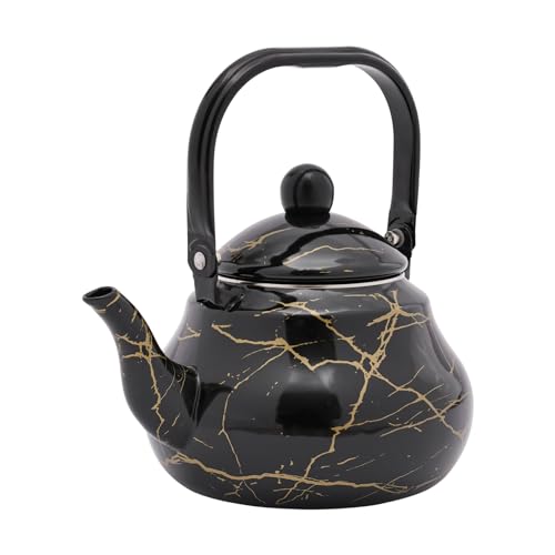 POTYYH Emaille Teekessel, 2L Camping Wasserkessel Emaillekessel Wasserkocher Flötenkessel für Induktion und Gasherd, Schwarz POTYYH Emaille Teekessel, 2L Camping Wasserkessel Emaillekessel Wasserkocher Flötenkessel für Induktion und Gasherd, Schwarz von POTYYH