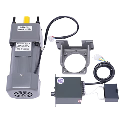 POTYYH Getriebemotor mit Drehzahlregler, 250W 220V Asynchron Umkehrbarer Elektromotor mit Halterung, Einstellbarer Gear Motor 5K Hohe Drehmomente AC Getriebemotoren von POTYYH