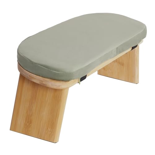 POTYYH Meditationsbank klappbar - Tragbarer Yoga Hocker mit abnehmbar Kissen - Ergonomische Bambus Meditationshocker - Meditationsstuhl für Meditation und Gebet von POTYYH