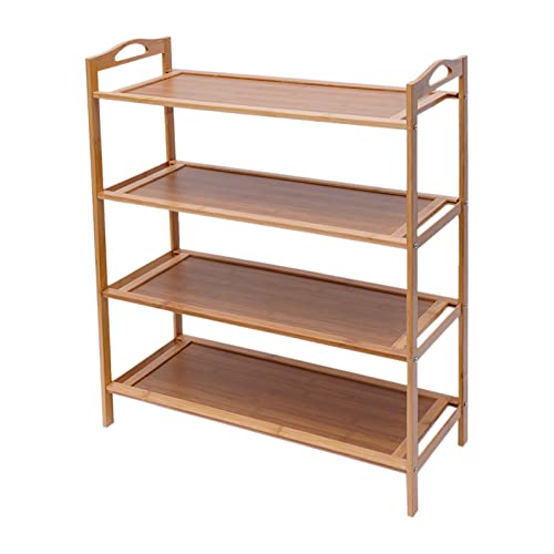 POTYYH Schuhregal aus Bambus, 4 Ebenen Schuhablage Schuhschrank Standregal Badregal Küchenregal Holzregal mit Griff für Küche, Balkon Flur und Büro, 60x25x67cm POTYYH Schuhregal aus Bambus, 4 Ebenen Schuhablage Schuhschrank Standregal Badregal Küchenregal Holzregal mit Griff für Küche, Balkon Flur und Büro, 60x25x67cm von POTYYH