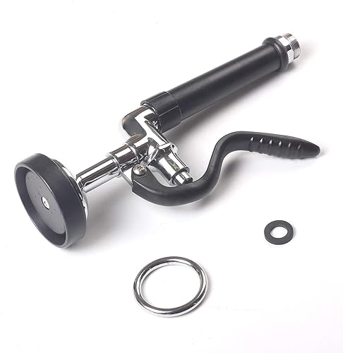 POUGEO Gastro Handbrause Küchenarmatur Ersatzbrause für Gastrobrause/Geschirrbrause/Handbrause Gastro, Edelstahl Chrom Fertig, 1/2" Standard-AG Adapter, Schwarz von POUGEO