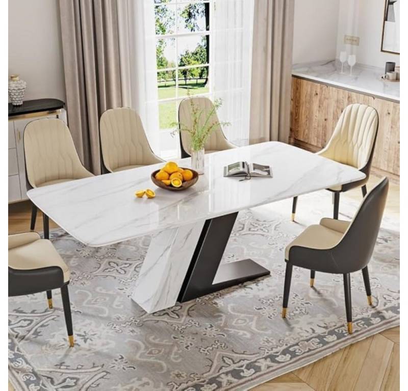 POVISON Esstisch Moderner Esszimmertisch mit Sintersteinplatte und Z-Fuß-Design (1-St., ohne Stühle), Küchentisch 180x90x75cm von POVISON