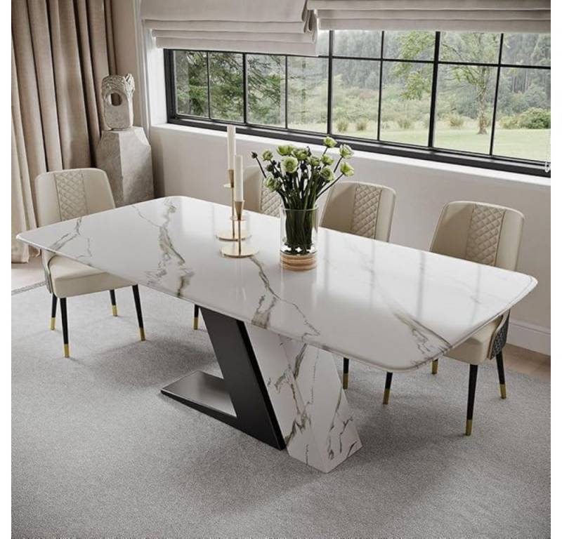 POVISON Esstisch Moderner Esszimmertisch mit Sintersteinplatte und Z-Fuß-Design (1-St., ohne Stühle), Küchentisch 200x90x75cm von POVISON