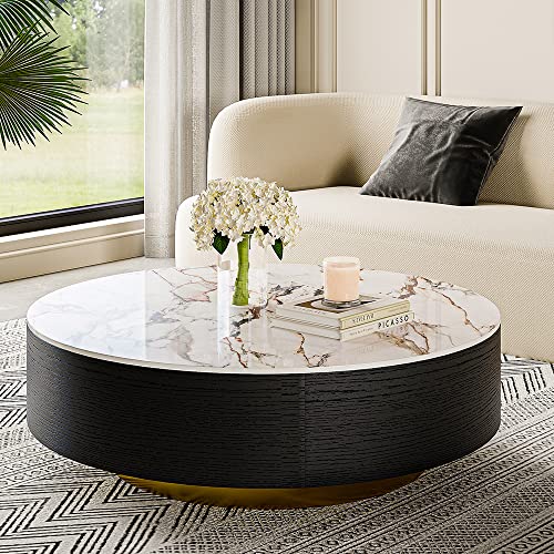 POVISON Moderner Trommel-Couchtisch mit Eichenfurnier,gesinterter Stein-Couchtisch mit 2 Massivholz-Schubladen für Wohnzimmer,90 cm, komplett montiert POVISON Moderner Trommel-Couchtisch mit Eichenfurnier,gesinterter Stein-Couchtisch mit 2 Massivholz-Schubladen für Wohnzimmer,90 cm, komplett montiert von POVISON