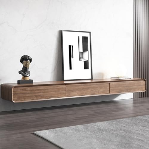 POVISON TV Schrank hängend Holz, tv lowboard hängend für Wohnzimmer,TV Lowboard 160cm modern schwebendes an der Wand mit 3 Schubladen, Massivholz,Eiche, komplett montiert von POVISON